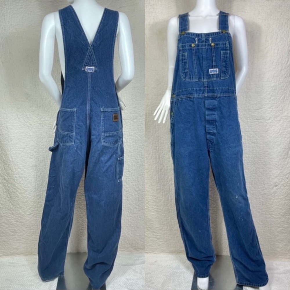 🔥Vintage 80s Big Smith Bib Denim Overalls Straight Leg Chores Farmer Carpenter